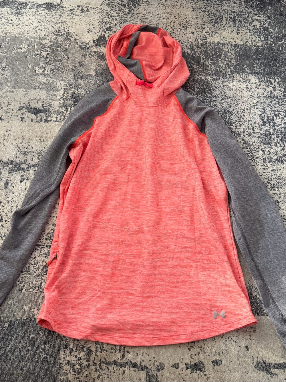 Under Armour Women's Coral and Gray Hooded Long-Sleeve Pullover